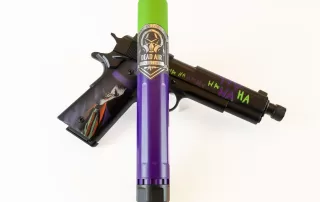 Custom built 1911 and Dead Air Silencer coated with a Joker Theme